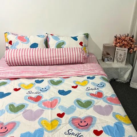 Bộ Chăn Ga Microfiber 5 Món Cao 20cm - Êm Ái, Thoáng Khí, An Toàn Cho Giấc Ngủ Hoàn Hảo, Lựa Chọn Sang Trọng Cho Phòng Ngủ