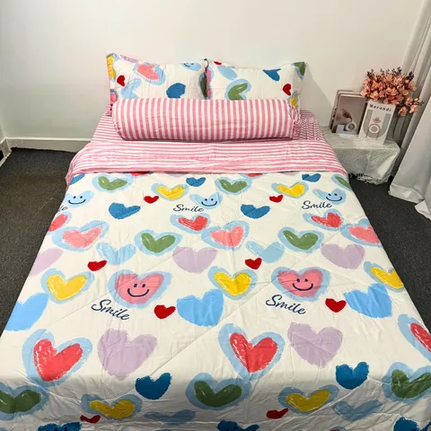 Bộ Chăn Ga Microfiber 5 Món Cao 20cm - Êm Ái, Thoáng Khí, An Toàn Cho Giấc Ngủ Hoàn Hảo, Lựa Chọn Sang Trọng Cho Phòng Ngủ