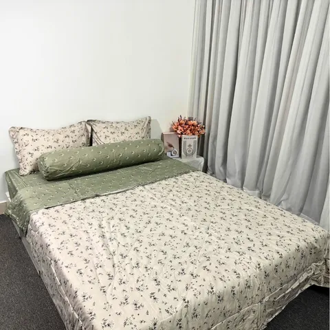 Bộ Chăn Ga Cotton Microfiber Cao Cấp 5 Món - Êm Ái, Thoáng Khí, An Toàn cho Giấc Ngủ Tươi Mát 20cm FSL1321