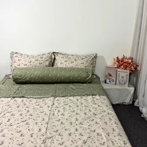 Bộ Chăn Ga Cotton Microfiber Cao Cấp 5 Món - Êm Ái, Thoáng Khí, An Toàn cho Giấc Ngủ Tươi Mát 20cm FSL1321