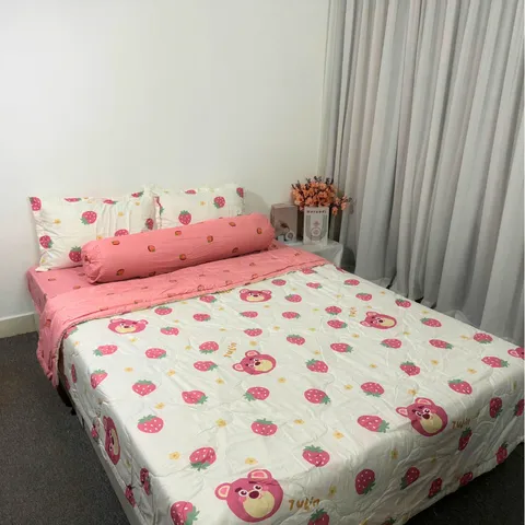 Bộ Chăn Ga Cotton Microfiber Cao Cấp - Bộ 5 Món Bọc Nệm 20cm - Êm Ái, Thoáng Khí, An Toàn Cho Giấc Ngủ Hoàn Hảo
