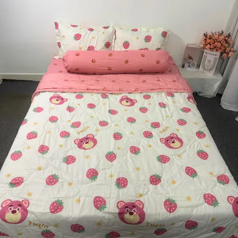 Bộ Chăn Ga Cotton Microfiber Cao Cấp - Bộ 5 Món Bọc Nệm 20cm - Êm Ái, Thoáng Khí, An Toàn Cho Giấc Ngủ Hoàn Hảo