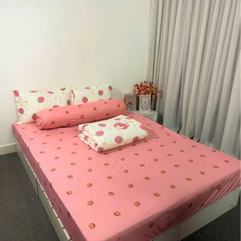 Bộ Chăn Ga Cotton Microfiber Cao Cấp - Bộ 5 Món Bọc Nệm 20cm - Êm Ái, Thoáng Khí, An Toàn Cho Giấc Ngủ Hoàn Hảo