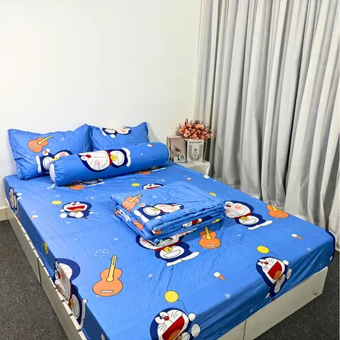 Bộ Chăn Ga Cotton Microfiber Cao Cấp 5 Món - Êm Ái, Thoáng Khí, Bọc Nệm 20cm - Thiết Kế Sang Trọng, Giấc Ngủ Hoàn Hảo