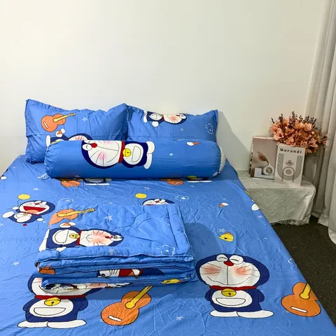 Bộ Chăn Ga Cotton Microfiber Cao Cấp 5 Món - Êm Ái, Thoáng Khí, Bọc Nệm 20cm - Thiết Kế Sang Trọng, Giấc Ngủ Hoàn Hảo