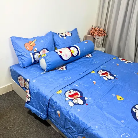 Bộ Chăn Ga Cotton Microfiber Cao Cấp 5 Món - Êm Ái, Thoáng Khí, Bọc Nệm 20cm - Thiết Kế Sang Trọng, Giấc Ngủ Hoàn Hảo
