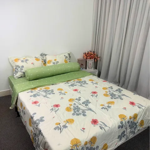 Bộ chăn ga cotton microfiber cao cấp 5 món - êm ái, thoáng khí, bọc nệm 20cm, chăn chần bông nhẹ, vỏ gối sang trọng, tiện dụng cho giấc ngủ hoàn hảo