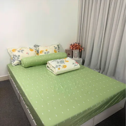 Bộ chăn ga cotton microfiber cao cấp 5 món - êm ái, thoáng khí, bọc nệm 20cm, chăn chần bông nhẹ, vỏ gối sang trọng, tiện dụng cho giấc ngủ hoàn hảo