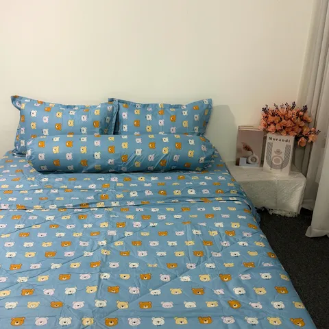 Bộ Chăn Ga Cotton Microfiber 5 Món Cao 20cm - Êm Ái, Thoáng Khí, An Toàn Cho Giấc Ngủ Hoàn Hảo