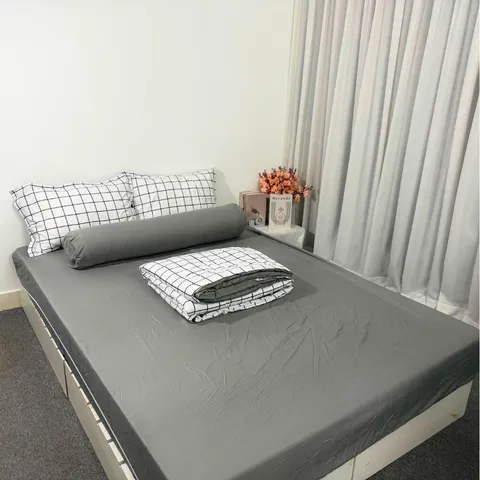 Bộ Chăn Ga Cotton Microfiber 5 Món - Chăn Chần Bông Mềm, Vỏ Gối Sang Trọng, Bọc Nệm Cao 20cm, Giấc Ngủ Hoàn Hảo