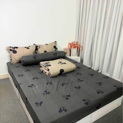 Bộ Chăn Ga Cotton Microfiber 5 Món Êm Ái Bọc Nệm Cao 20cm - Thiết Kế Sang Trọng Cho Giấc Ngủ Hoàn Hảo