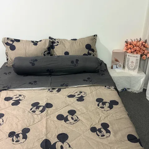 Bộ Chăn Ga Cotton Microfiber 5 Món Êm Ái Bọc Nệm Cao 20cm - Thiết Kế Sang Trọng Cho Giấc Ngủ Hoàn Hảo