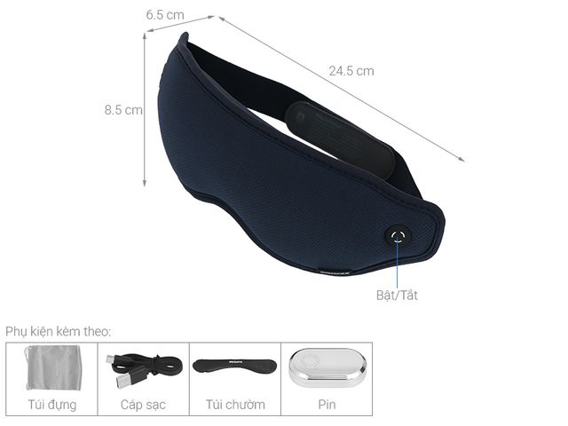 Máy Massage Mắt Philips PPM2301 - Massage Thư Giãn Công Nghệ VibWave, Chườm Nóng Lạnh, Giảm Mỏi và Quầng Thâm, Thiết Kế 3D Thoải Mái