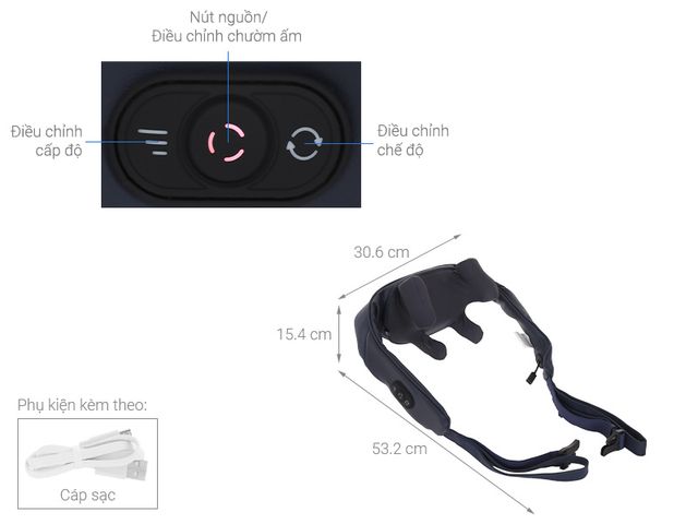 Máy Massage Cổ Vai Gáy Philips PPM3522 - Công Nghệ Massage 3D, Nhiệt Độ Chườm 43°C-45°C, Giảm Đau Căng Cơ Thư Giãn Tối Ưu