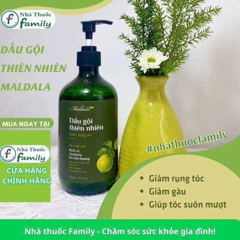 Dầu Gội Thiên Nhiên Maldala 500ml - Kích Thích Mọc Tóc, Giảm Rụng Tóc, Chiết Xuất Bưởi & Trầm Hương, Dưỡng Tóc Mềm Mượt