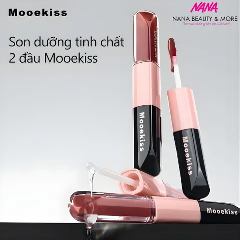 Son Hai Đầu Mooekiss Dưỡng Ẩm Không Dính Cốc - Son Lì & Dưỡng Bóng Đa Năng 3ml+3ml - Sắc Màu Quyến Rũ, Bền Màu Lâu Trôi