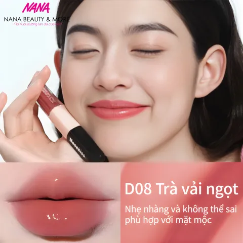 Son Hai Đầu Mooekiss Dưỡng Ẩm Không Dính Cốc - Son Lì & Dưỡng Bóng Đa Năng 3ml+3ml - Sắc Màu Quyến Rũ, Bền Màu Lâu Trôi