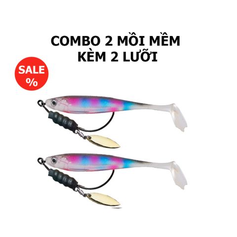 Combo 2 Mồi Mềm Lure Cá Lóc với 2 Lưỡi Móc Tặng Kèm - Thiết Bị Câu Cá Thể Thao Chất Lượng Cao
