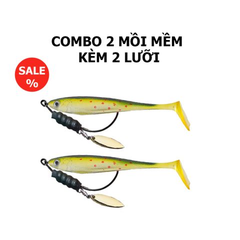 Combo 2 Mồi Mềm Lure Cá Lóc với 2 Lưỡi Móc Tặng Kèm - Thiết Bị Câu Cá Thể Thao Chất Lượng Cao