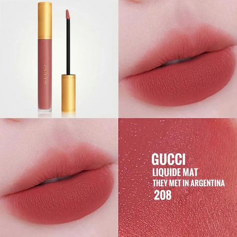 Son Kem Gucci Rouge Liquid Matte 208 They Met In Argentina Màu Hồng Đất - Biểu Tượng Nữ Tính Quyến Rũ cho Mọi Dịp