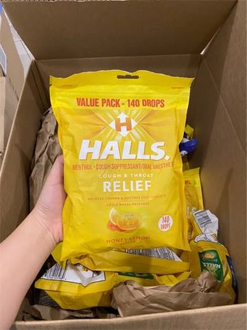 Kẹo ngậm Halls Honey Lemon Vị Mật Ong Chanh Vàng – Gói 70 Viên