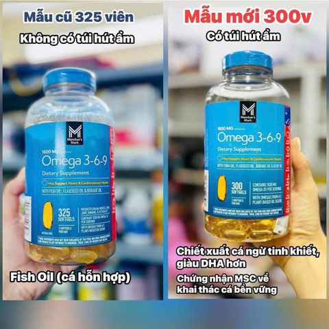 Viên Uống MEMBER'S MARK Omega 369 1600mg Hỗ Trợ Tim Mạch - Thực Phẩm Chức Năng 300 Viên Chất Lượng Mỹ