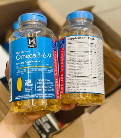 Viên Uống MEMBER'S MARK Omega 369 1600mg Hỗ Trợ Tim Mạch - Thực Phẩm Chức Năng 300 Viên Chất Lượng Mỹ
