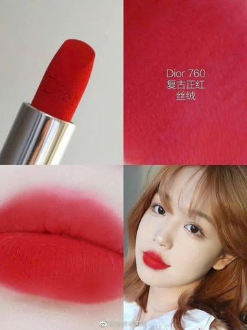 Son Dior Velvet 760 Favorite - Son Môi Đỏ Thuần Sang Trọng, Dưỡng Ẩm, Chất Son Mịn Mượt, Phù Hợp Mọi Dịp