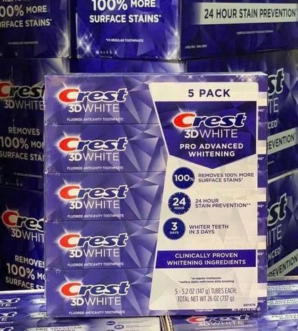 Set 5 Kem Đánh Răng Crest 3D White Ultra 3IN1 147g - Làm Trắng Răng, Bảo Vệ Sức Khỏe Răng Miệng, Hơi Thở Thơm Mát