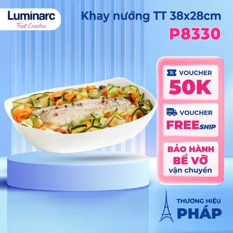 Khay Nướng Thủy Tinh Luminarc Cuisine Carine 38x28cm - Chịu Nhiệt, Dễ Dàng Vệ Sinh, An Toàn Trong Lò Nướng và Lò Vi Sóng