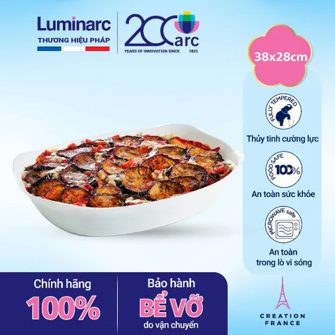Khay Nướng Thủy Tinh Luminarc Cuisine Carine 38x28cm - Chịu Nhiệt, Dễ Dàng Vệ Sinh, An Toàn Trong Lò Nướng và Lò Vi Sóng