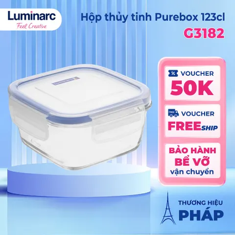 Hộp Thủy Tinh Luminarc 1220ml Hình Vuông - Hộp Đựng Thực Phẩm An Toàn Dùng Lò Vi Sóng & Máy Rửa Bát - Tiện Lợi & Chất Lượng 100%