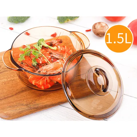 Nồi thủy tinh Luminarc Amberline 1L-1.5L-2L C6317/C6313/C6008 dùng bếp ga, hồng ngoại, bảo hành 10 năm | Hàng chính hãng