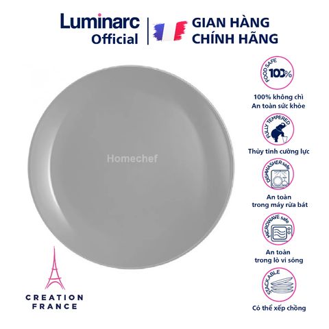 Đĩa Thủy Tinh Luminarc Diwali Granit 25cm P0870 - An Toàn Máy Rửa Bát & Lò Vi Sóng - Hàng Chính Hãng Pháp