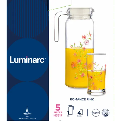 Bộ bình cốc ly Luminarc Rotterdam 5 chi tiết - Thủy tinh cao cấp, chịu nhiệt, an toàn, sang trọng cho nhà bếp và văn phòng