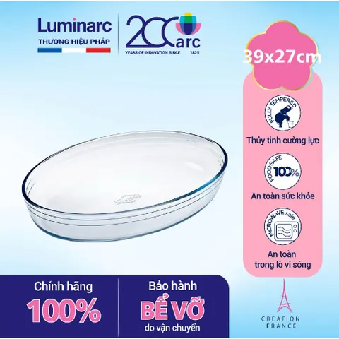 Khay Nướng Thủy Tinh Hình Ovan Arcuisine 39x27cm - An Toàn Trong Lò Nướng và Lò Vi Sóng - Xuất Xứ Pháp