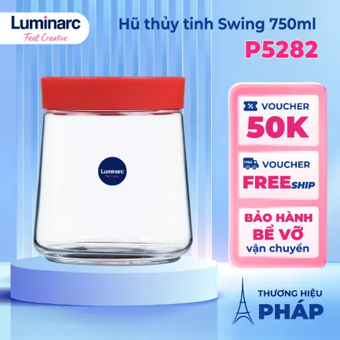 Bộ 3 Hũ Thủy Tinh Luminarc Swing 750ml - Hũ Đựng Gia Vị Chất Lượng Cao Có Nắp Đỏ, Thực Phẩm An Toàn, Thiết Kế Hiện Đại