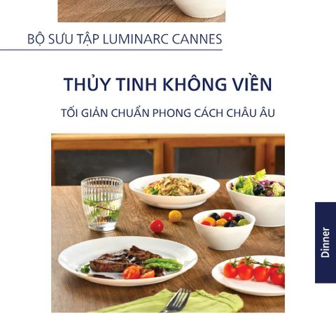 Bộ 6 Đĩa Thủy Tinh Luminarc Cannes 25CM - An Toàn Lò Vi Sóng và Máy Rửa Bát - Mẫu Bền Bỉ, Kháng Vỡ