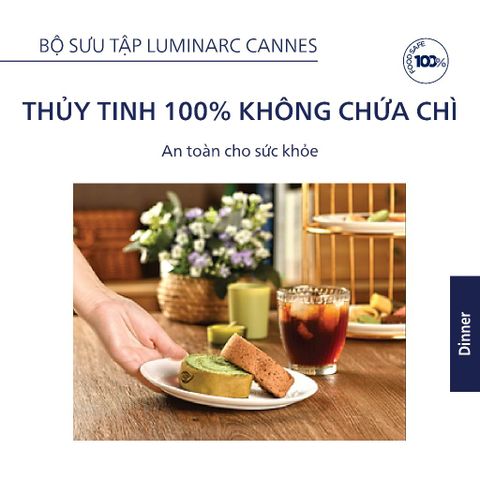 Bộ 6 Đĩa Thủy Tinh Luminarc Cannes 25CM - An Toàn Lò Vi Sóng và Máy Rửa Bát - Mẫu Bền Bỉ, Kháng Vỡ