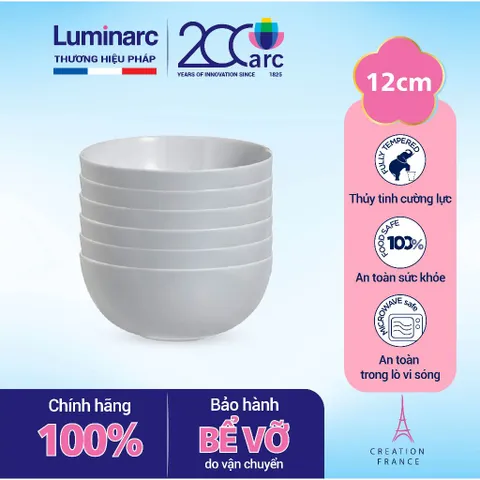 Bộ 6 Bát Thủy Tinh Luminarc Diwali Granit 12cm P9204 - Bát Con Ăn Cơm An Toàn Và Đẹp Mắt, Hàng Chính Hãng Pháp