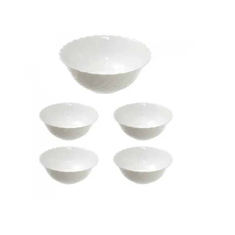 Bộ 5 Bát Thủy Tinh Luminarc Trianon J3190 - 1 Bát Tô Canh 24cm & 4 Bát Ăn Cơm 12cm - Sang Trọng & Bền Bỉ, An Toàn Trong Lò Vi Sóng