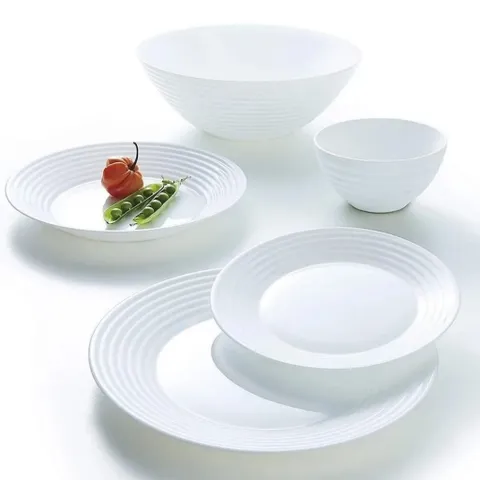 Bộ 6 Đĩa Thủy Tinh Nông Lòng Luminarc Harena 19cm - Dùng An Toàn Trong Lò Vi Sóng & Máy Rửa Bát - Hàng Chính Hãng Pháp