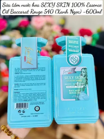 Sữa Tắm Nước Hoa Sexy Skin 100% Essence Oil Baccarat Rouge 540 - Xanh Ngọc 600ml, Dưỡng Ẩm & Thơm Dịu, Chăm Sóc Da Mềm Mại