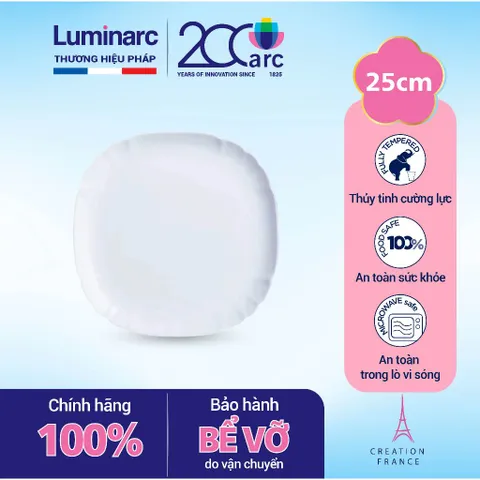 Đĩa Thủy Tinh Nông Lòng Luminarc Lotusia 25cm - Đồ Gia Dụng Sang Trọng Chính Hãng Pháp, An Toàn Sử Dụng