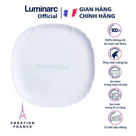 Đĩa Thủy Tinh Nông Lòng Luminarc Lotusia 25cm - Đồ Gia Dụng Sang Trọng Chính Hãng Pháp, An Toàn Sử Dụng