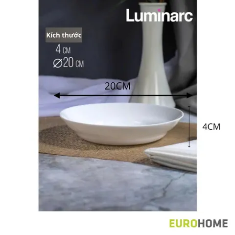 Bộ 6 Đĩa Thủy Tinh Cường Lực Sâu Lòng 20cm Luminarc Cannes - Bền Đẹp, Phù Hợp Lò Vi Sóng và Máy Rửa Bát
