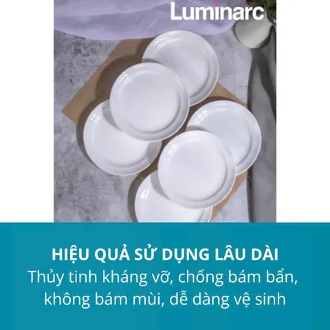 Bộ 6 Đĩa Thủy Tinh Nông Lòng Luminarc Cannes 19cm - An Toàn Lò Vi Sóng, Kháng Vỡ, Dễ Dàng Vệ Sinh