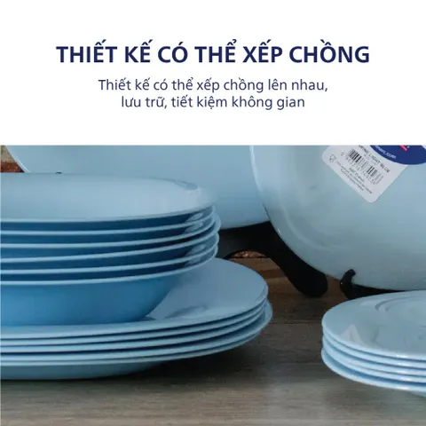 Bộ 6 đĩa (dĩa) thủy tinh Luminarc Carine Light Blue CR6B, dùng lò vi sóng | Hàng chính hãng