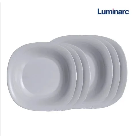 Bộ Đĩa Luminarc Carine Granit 6 Chi Tiết - Set Thủy Tinh Cao Cấp Sang Trọng Sản Xuất Tại Pháp, Dùng An Toàn Trong Vi Sóng 21cm & 19cm