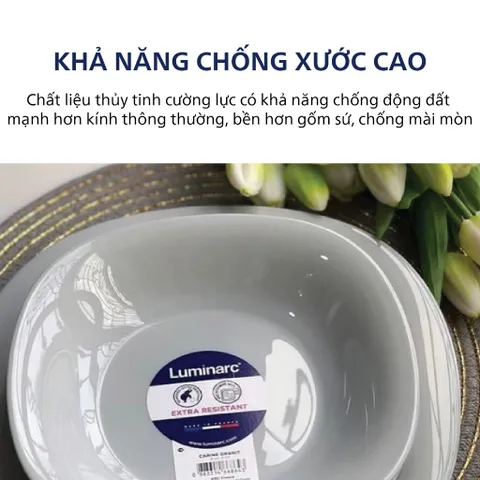 Bộ Đĩa Luminarc Carine Granit 6 Chi Tiết - Set Thủy Tinh Cao Cấp Sang Trọng Sản Xuất Tại Pháp, Dùng An Toàn Trong Vi Sóng 21cm & 19cm